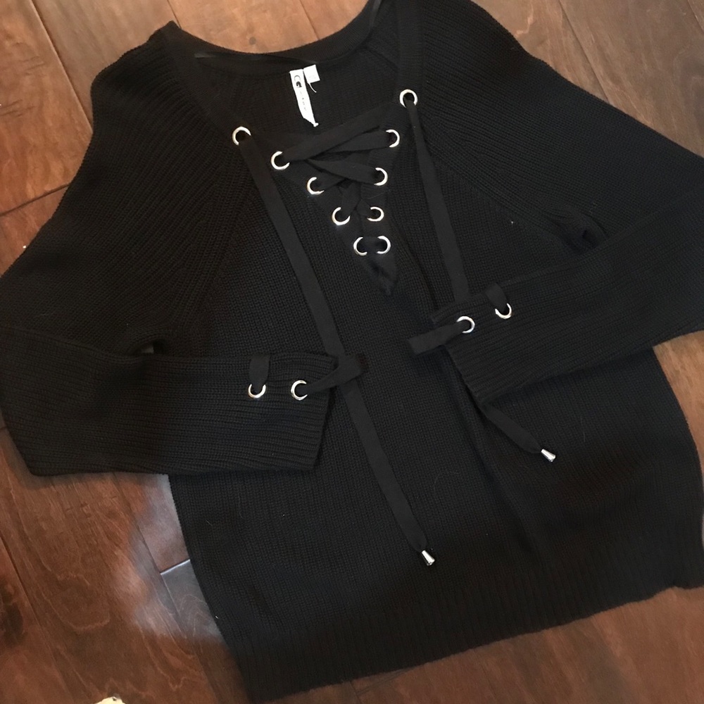 Boutique lace up sweater